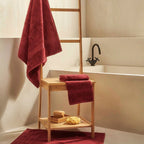 Σετ πετσέτες και χαλάκι μπάνιου homelovers organic 40X66+68X137+50X70 / Red